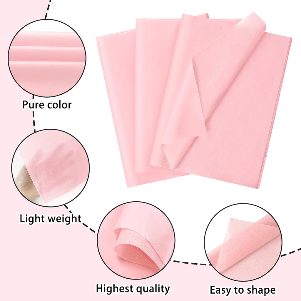 120 Sheets 14 x 20 Inch Light Pink Tissue Paper for Gift Bag