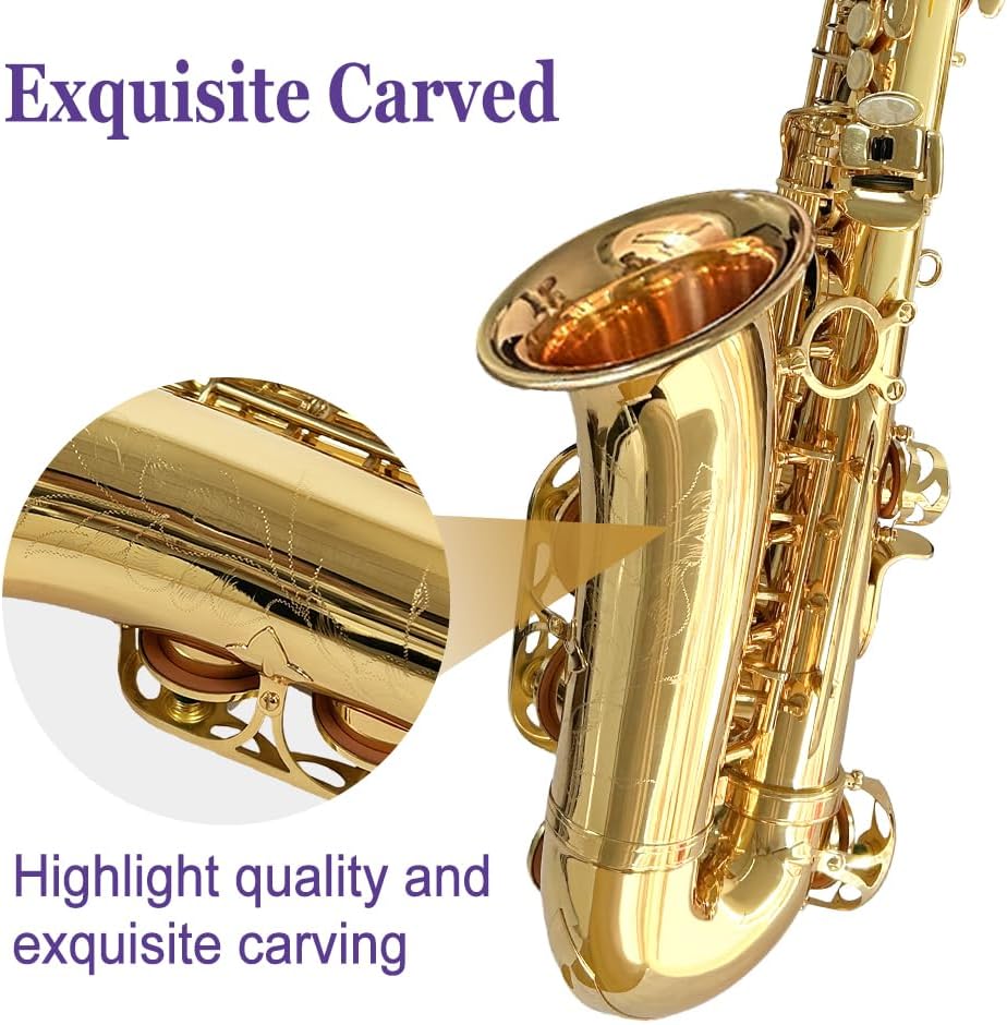 Alto Saxophone E Flat for Adults Student Sax Eb Alto Full Kit With Carrying Sax Case Mouthpiece Straps Reeds