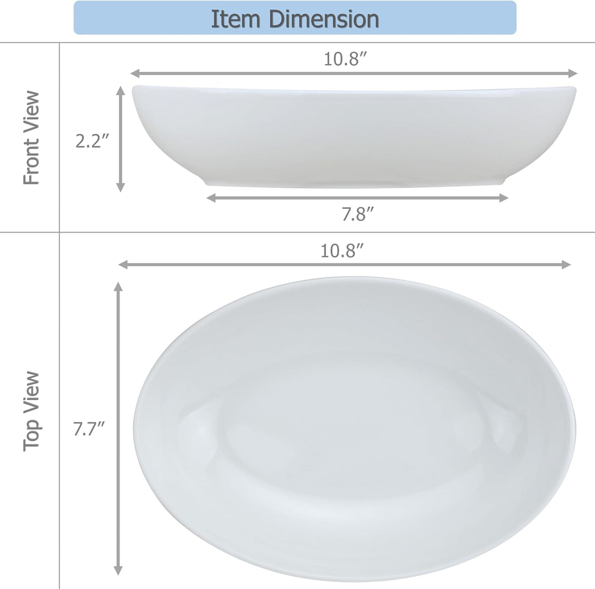 Ceramic Deep Plates Oval Shaped Dishes, Size of L10.8 x W7.7