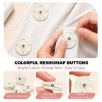 10 Set Shell‑Like Resin Snap Buttons 18mm, White