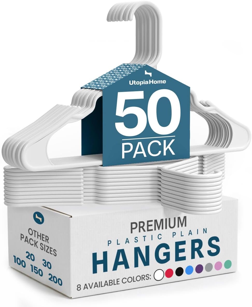Plastic Hangers 50 Pack - Space Saving Clothes Hanger - Durable and Strong Closet Organizers and Storage Makes It