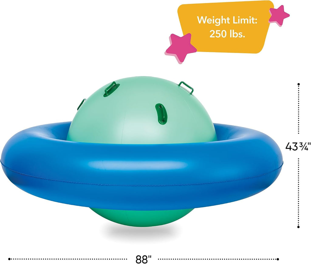 8-Foot Inflatable Dome Rocker with 6 Handles - Children's Fun Play Equipment Blow Up Giant Bouncer Backyard Toy for