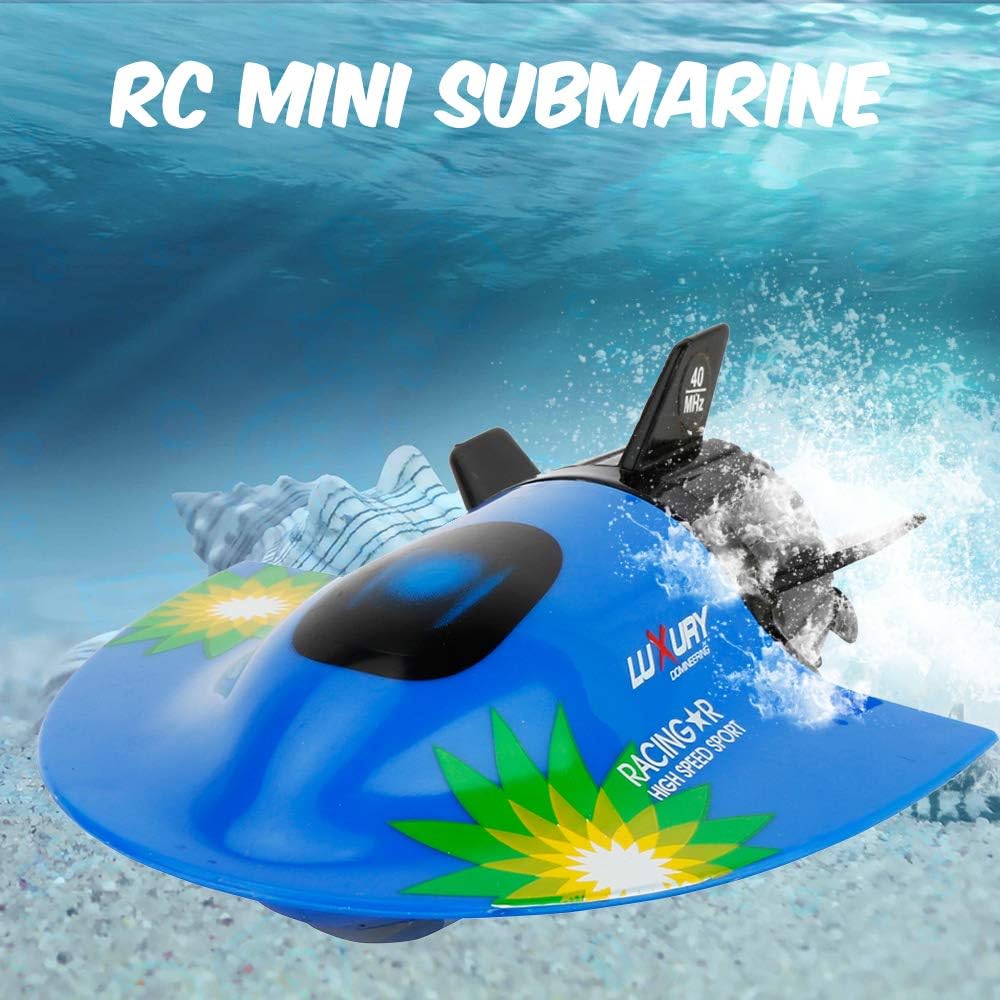 Mini RC Submarine Boat, Remote Control Waterproof Diving Toy (Blue)
