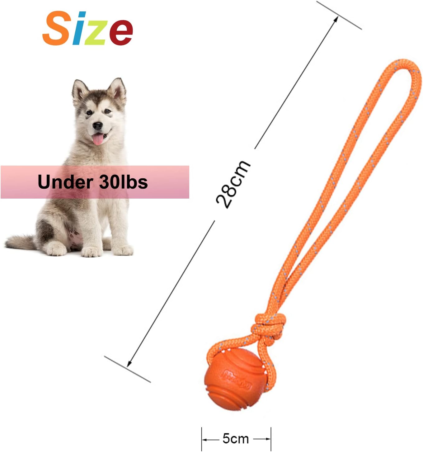 Dog Training Ball on A Rope Rubber Dog Rope Toys Ball with Handle for Tug of War K9 Training Rewards for Belgian