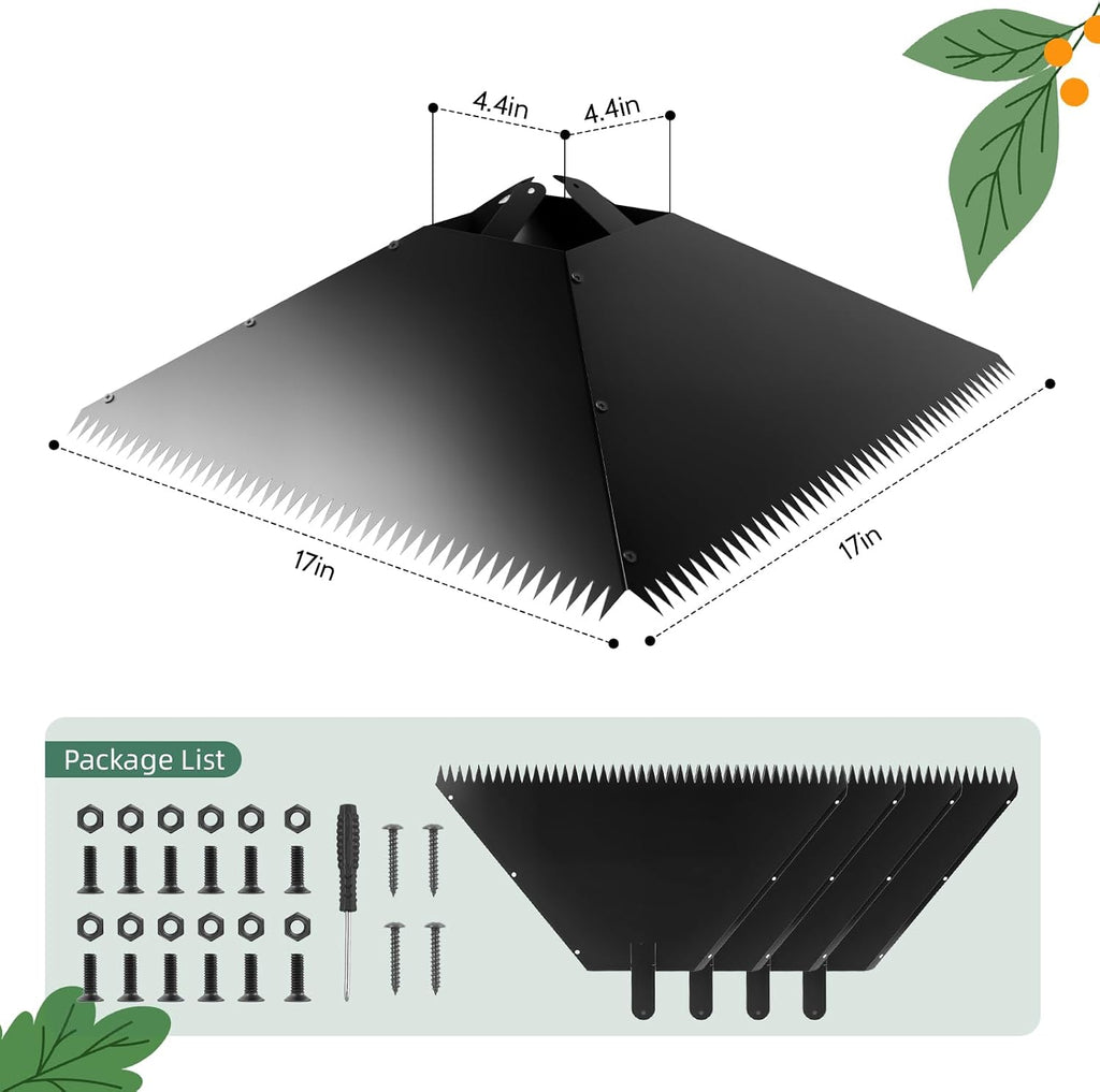 Metal Squirrel Baffle for 4x4 Post, 17 Inch Squirrel Guard for for Bird Feeder Poles, Wooden Pole Mount Squirrel