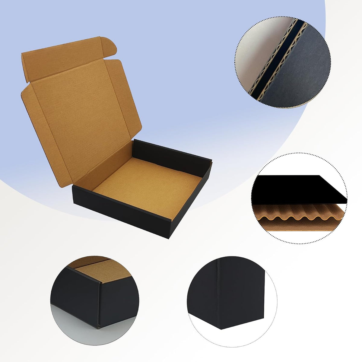 10x8x2 inch Black Shipping Box Pack of 24, Corrugated Cardboard Mailer Box