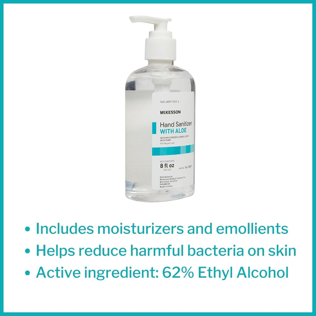 Hand Sanitizer Pump with Aloe, Bulk, 8 oz, 24 ct