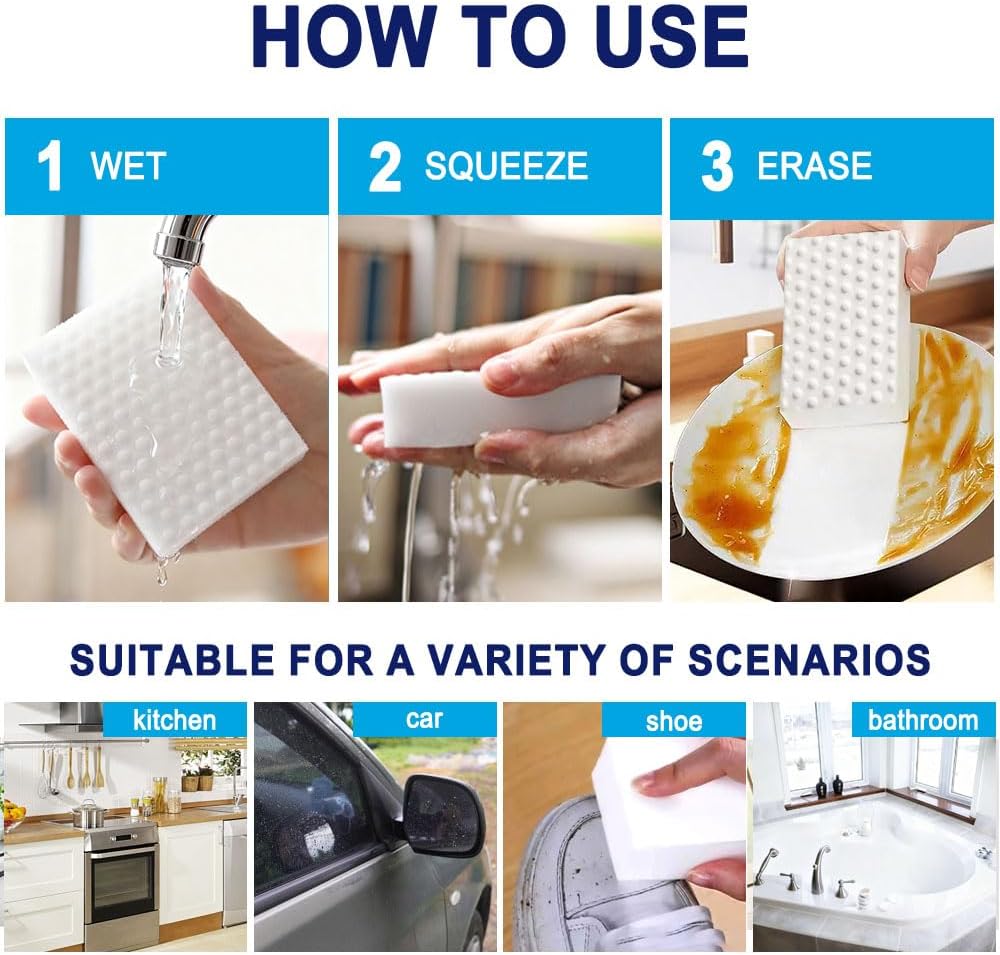 Magic Sponges Cleaning Eraser,10 Pack Melamine Sponge Cleaning Pads in Bulk