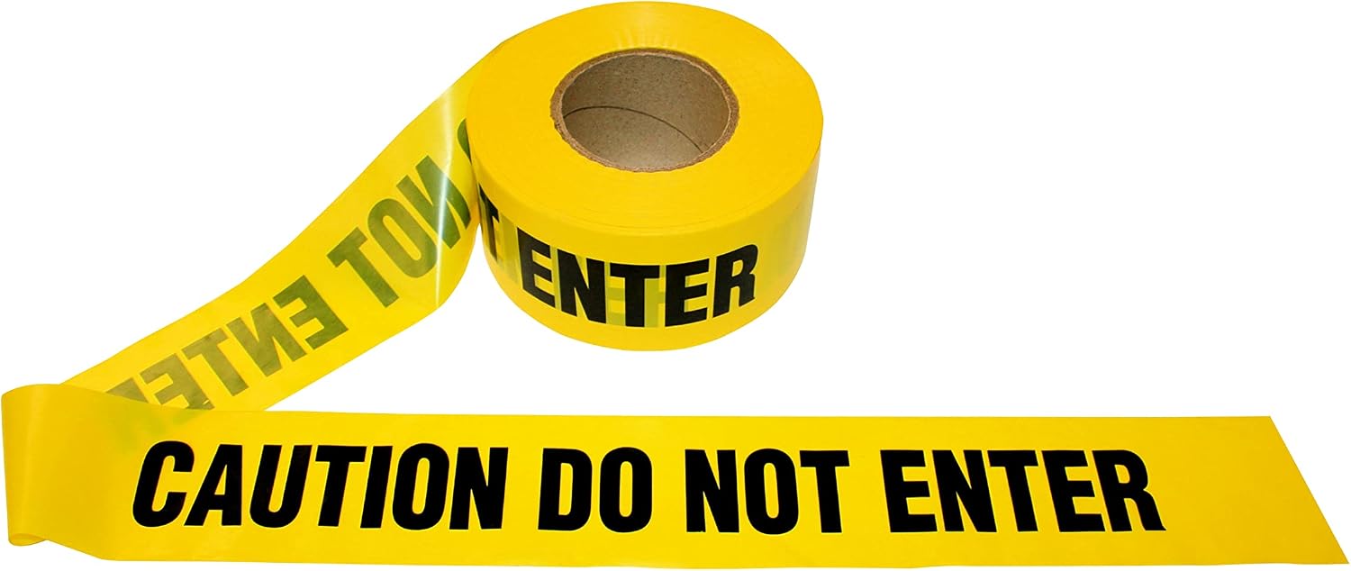 T15102 Pro Pack 1.5-MIL Yellow Caution Do Not Enter Barricade Tape, 3 in. x 1000 ft. Roll, 12-Pack