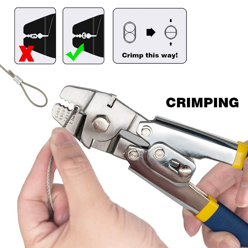 Sanuke Wire Rope Crimping Kit, Cable Swaging Tool Crimps up to 2.2mm
