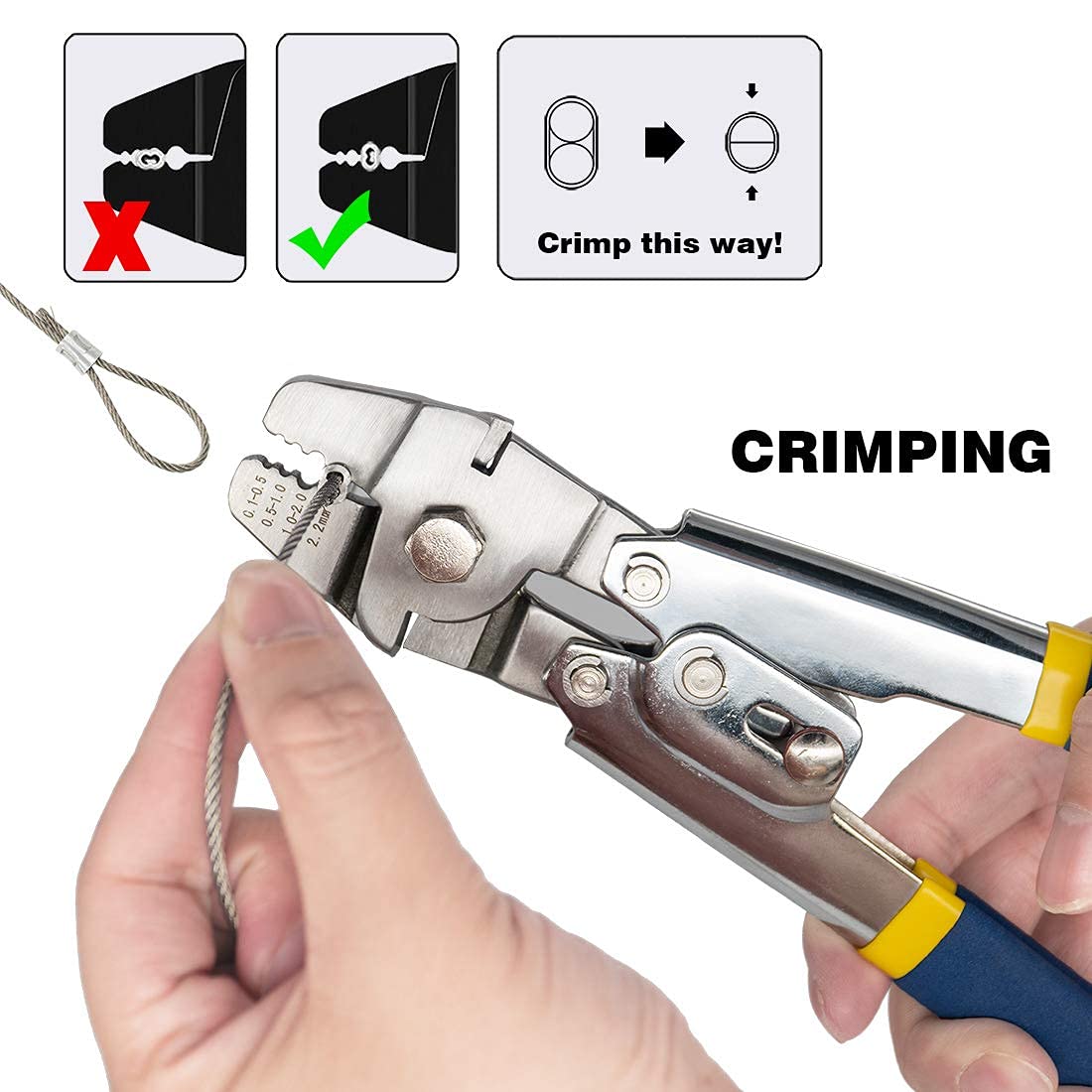 Sanuke Wire Rope Crimping Kit, Cable Swaging Tool Crimps up to 2.2mm