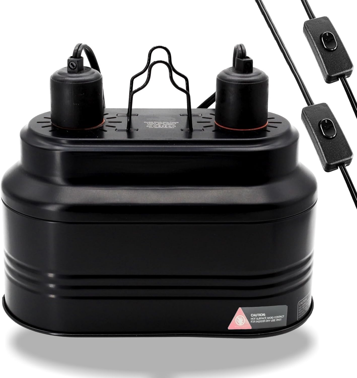 Dual Reptile Lamp Fixture with Independent Switches, UVB & Basking Bulb Holder for Glass Terrarium Habitat - Reptile