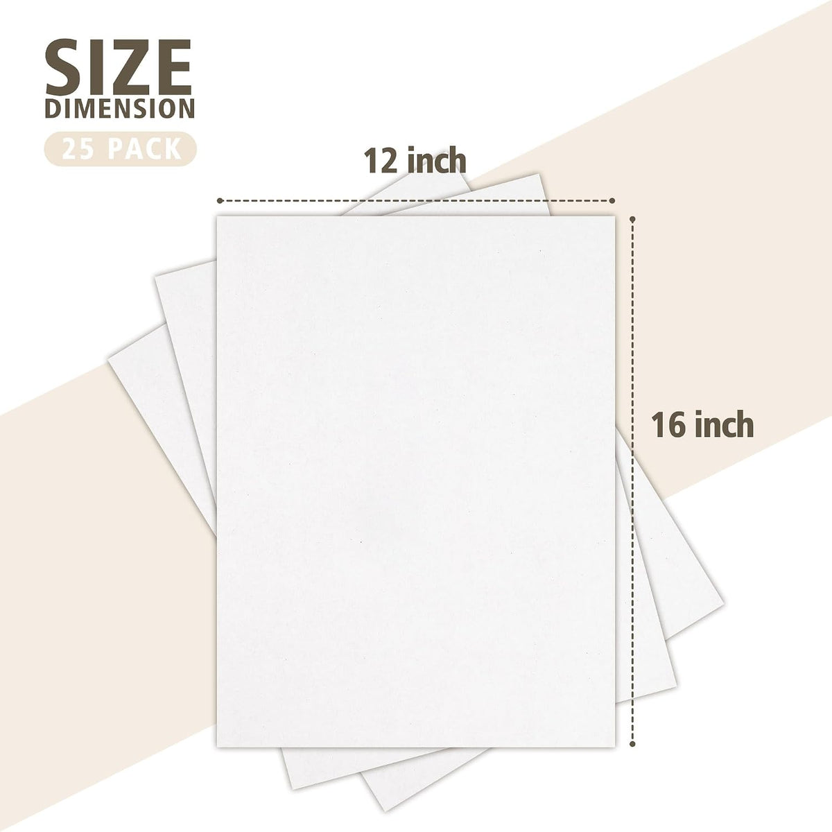 25 Pack 12x16 Corrugated Cardboard Sheet 2mm Thick Inserts