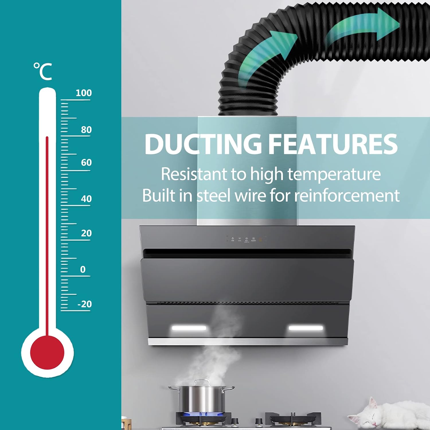 6 Inch Dryer Vent Hose, 16 Feet Long Flexible PVC Hose, Three Layer Noise Reducer Hose Aluminum Ducting for Heating