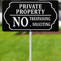 Private Property Sign, 7 x 13 Inch/35 Inch High | No Soliciting No Trespassing Sign with Metal Stake, Aluminum