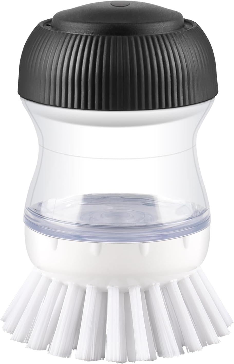 Soap Dispensing Palm Brush, 1-Pack Dish Scrub Brush, Black/Clear/White