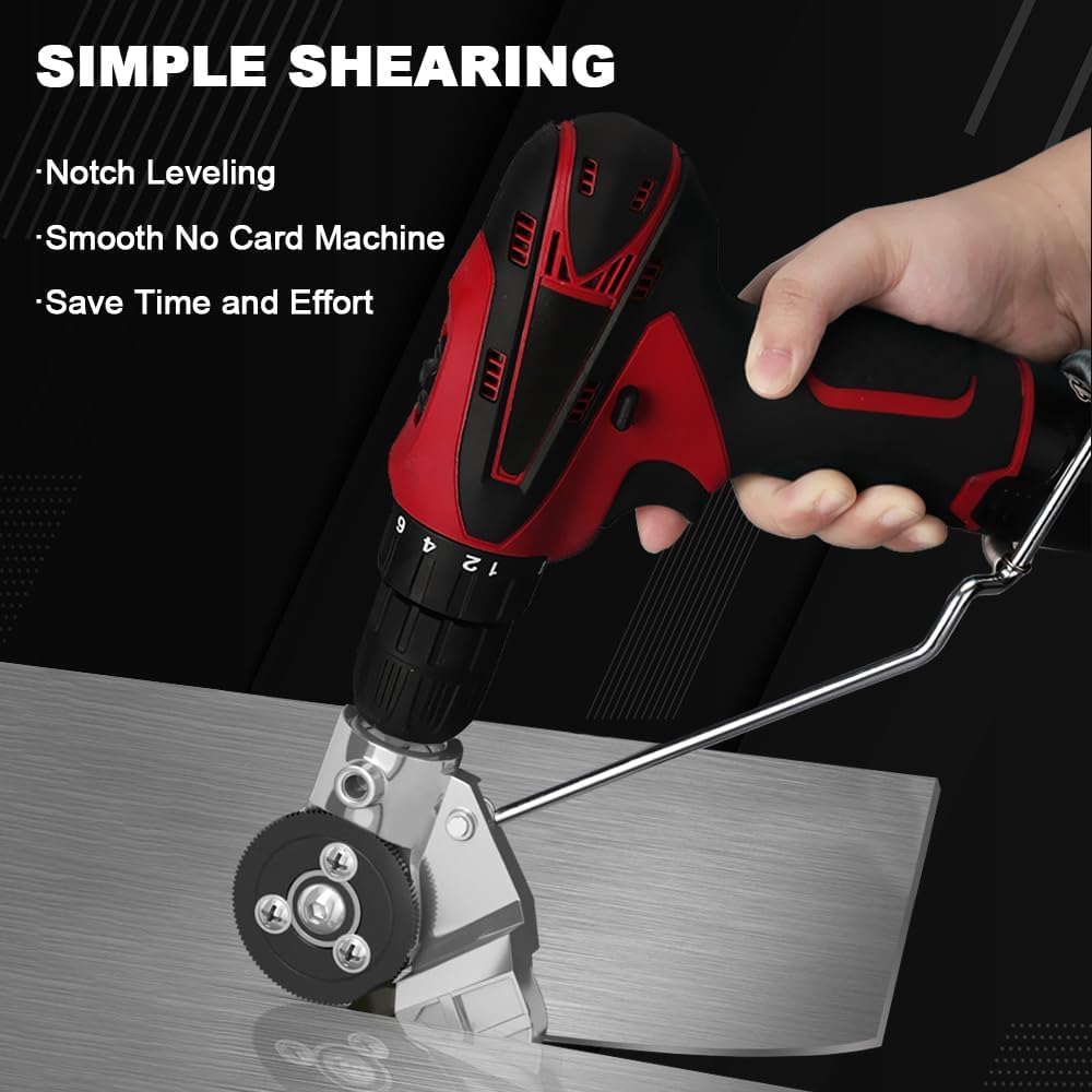 Metal Cutter Sheet Metal Cutter Drill Attachment, Electric Drill Nibbler Shears, Heavy Duty Cutting Tool Adapter for