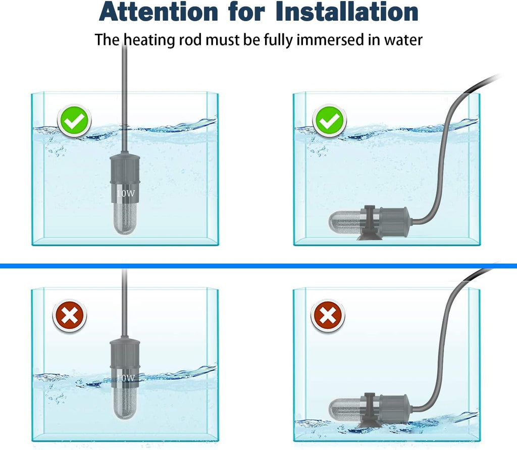 Adjustable Mini Aquarium Heater, 10W for Tanks 1-2 Gallons