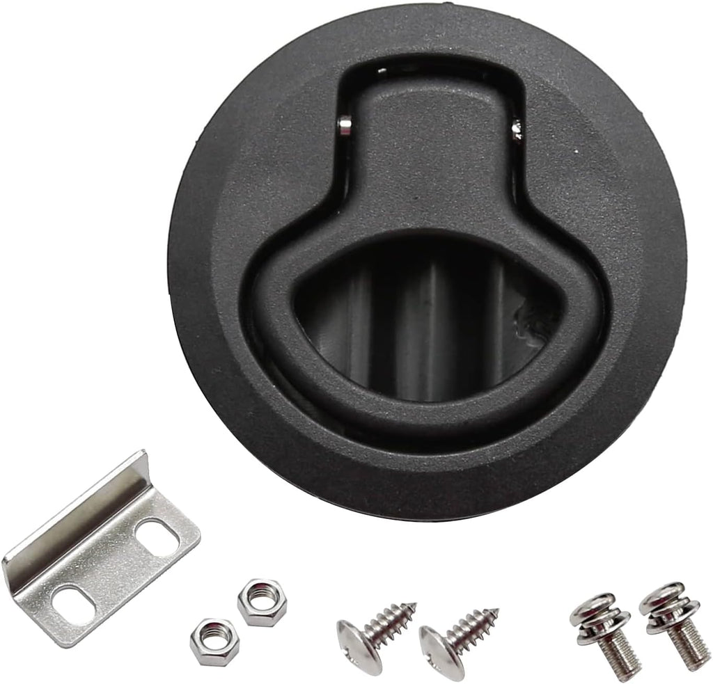 MDEOOSKY 4PCS Boat Latches, 2" Slam Latch Hatch Round Pull Marine, Boat Flush Pull Hatch, Latch Locking for Boat, Handle Round Deck Hatch, Black