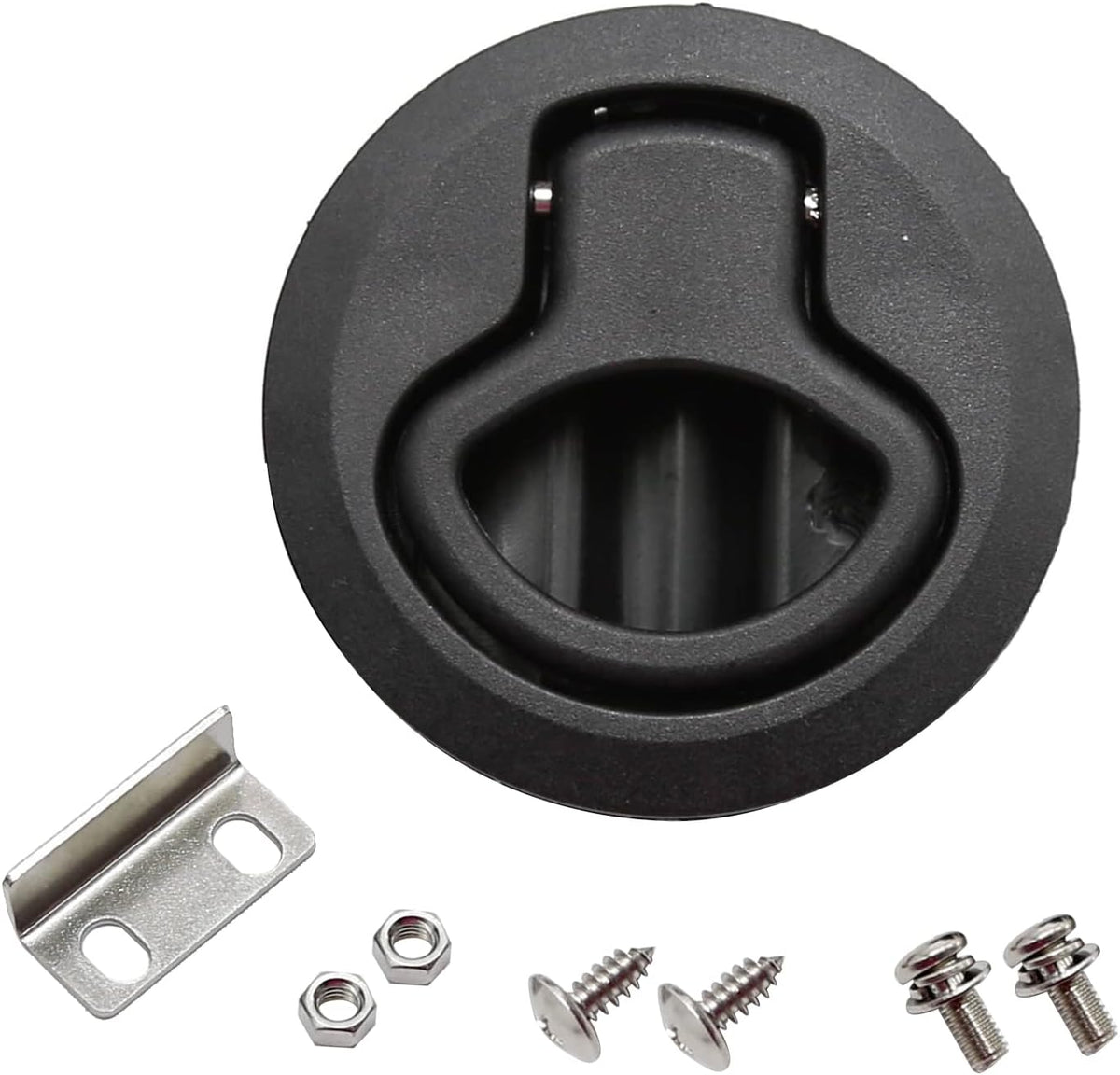 MDEOOSKY 4PCS Boat Latches, 2" Slam Latch Hatch Round Pull Marine, Boat Flush Pull Hatch, Latch Locking for Boat, Handle Round Deck Hatch, Black