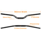 Mountain Bike Riser Handlebar, 31.8mm Diameter MTB Bar