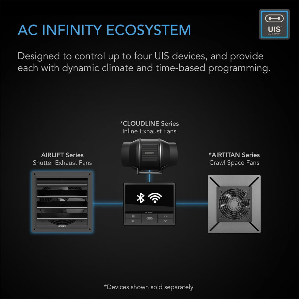 AC Infinity AIRLIFT T10 Shutter Exhaust Fan 10" with Environment Controller