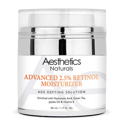 Retinol Cream - Anti-Aging Face & Neck Moisturizer with 2.5% Retinol, Vitamin E, Green Tea, Hyaluronic Acid, Organic