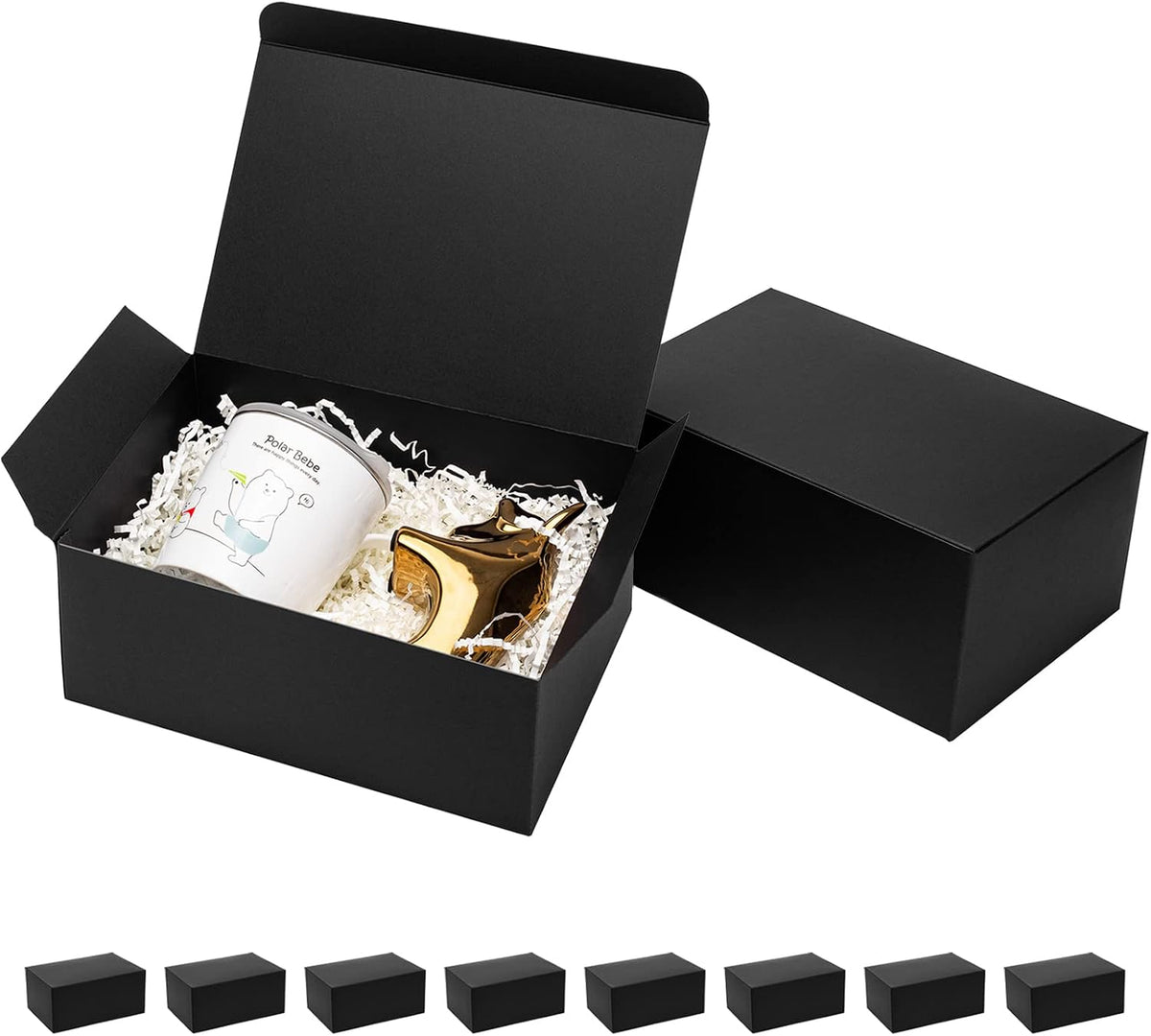 Black Gift Boxes with Lids 9x6x4 Inches 10 Pack Groomsmen Proposal
