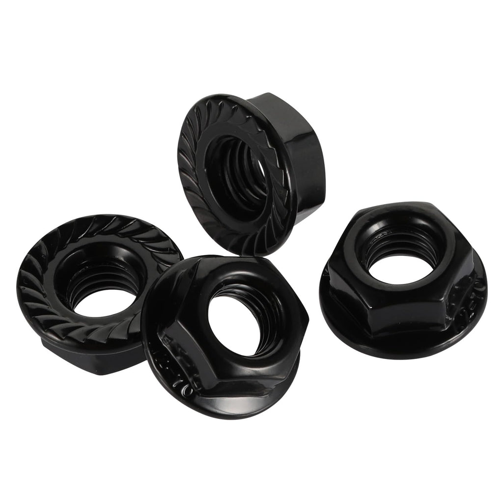 M3-0.5 Serrated Flange Hex Nuts Flanged Locknuts, 304 Stainless Steel 18-8, Black Finish, 50 PCS