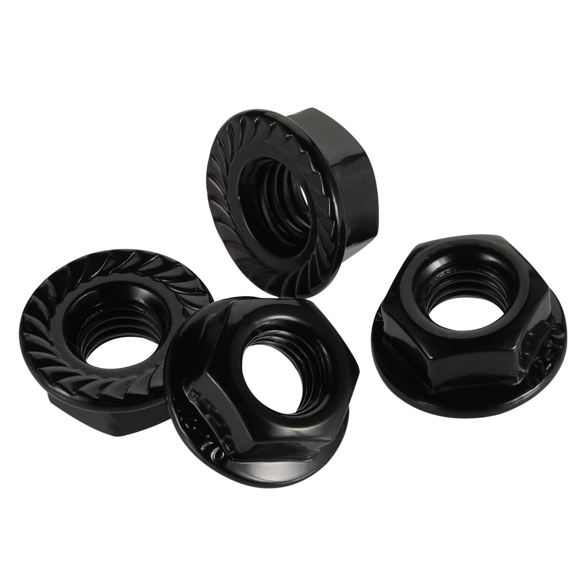 M4-0.7 Serrated Flange Hex Nuts Flanged Locknuts, 304 Stainless Steel 18-8, Black Finish, 50 PCS