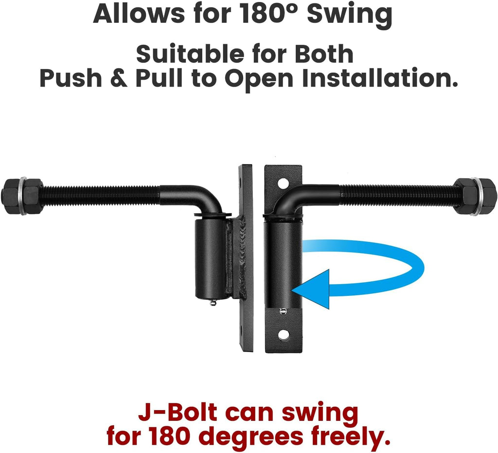 Heavy Duty 3/4" J-Bolt Gate Hinge, 7 Inch Adjustable Hinge, Supports Up to 1100 lbs, Weld-On Design for Wooden &