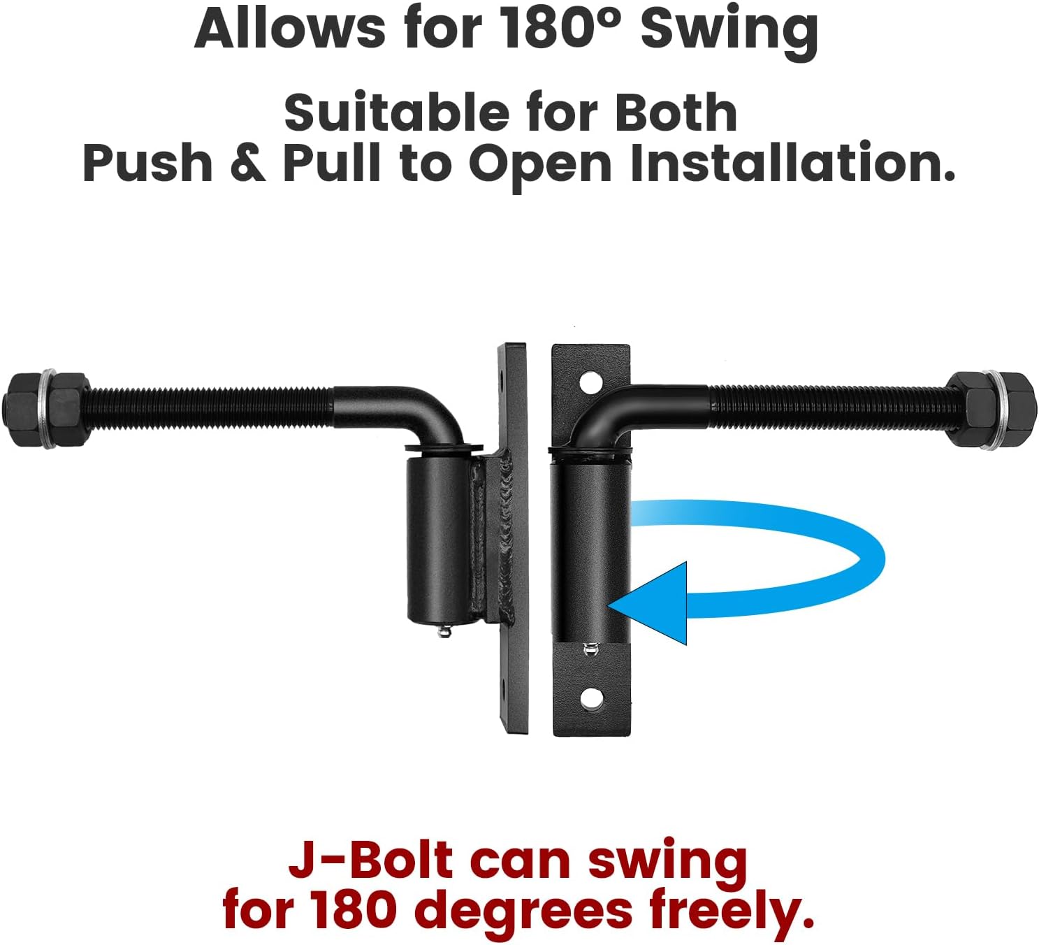 Heavy Duty 3/4" J-Bolt Gate Hinge, 7 Inch Adjustable Hinge, Supports Up to 1100 lbs, Weld-On Design for Wooden &