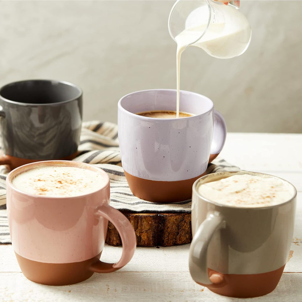 Morandi Color Ceramic Coffee Mugs Set of 6 (Large),18 oz Coffee Cups with Handle, Latte Mug, Big Mug for Women, Men