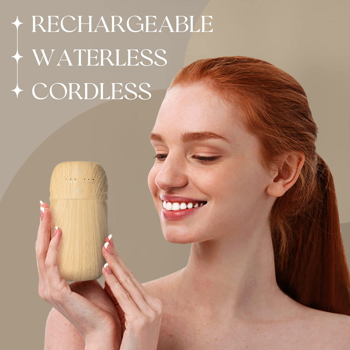 Waterless Essential Oil Diffuser, Rechargeable & Wireless Aromatherapy Diffuser for Home, Office, Portable Air