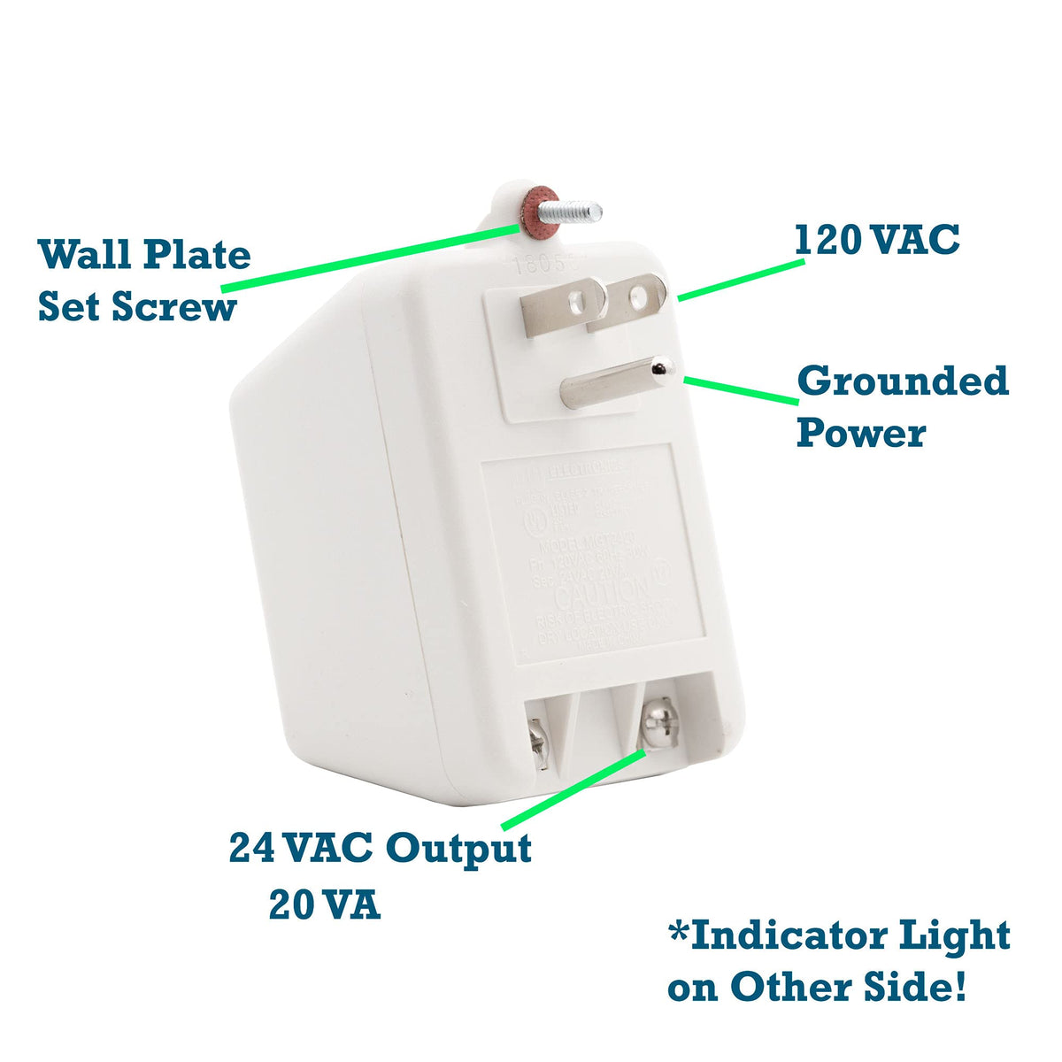 MG ELECTRONICS MGT2420 TRANSFORMER,24VAC 20VA UL APPROVED