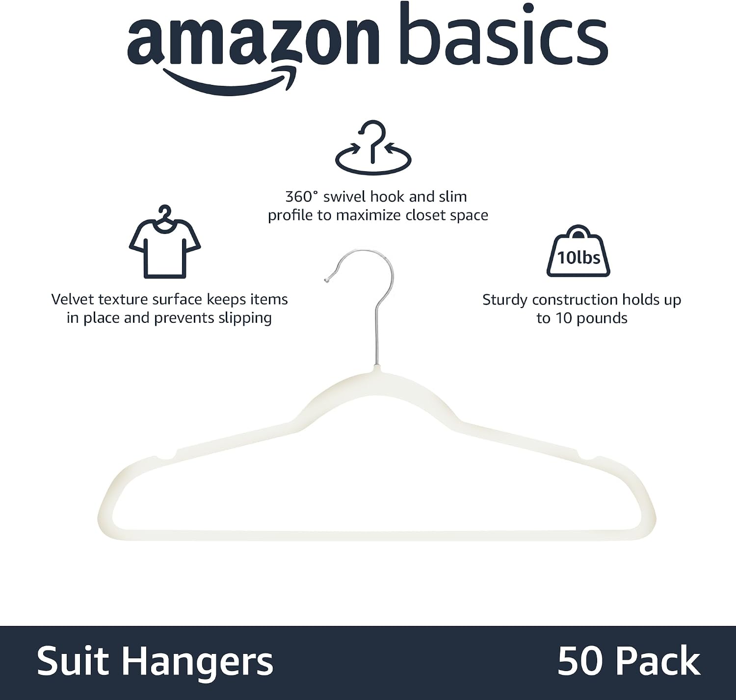 Slim Velvet Non-Slip Space Saving Suit Clothes Hangers with Shoulder Notches for Closet Organization, Ivory/Silver