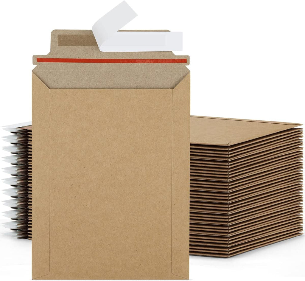 6x8 Photo Mailers 50 Pack, Brown Document Mailers, Self Seal Cardboard Envelopes, 6.25x8.25 Inches
