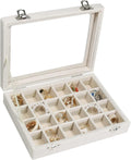 Velvet Jewelry Box 24 Grid Jewelry Ring Display Organizer Box Tray | Holder Earrings Storage Case for Girls Wife Mom