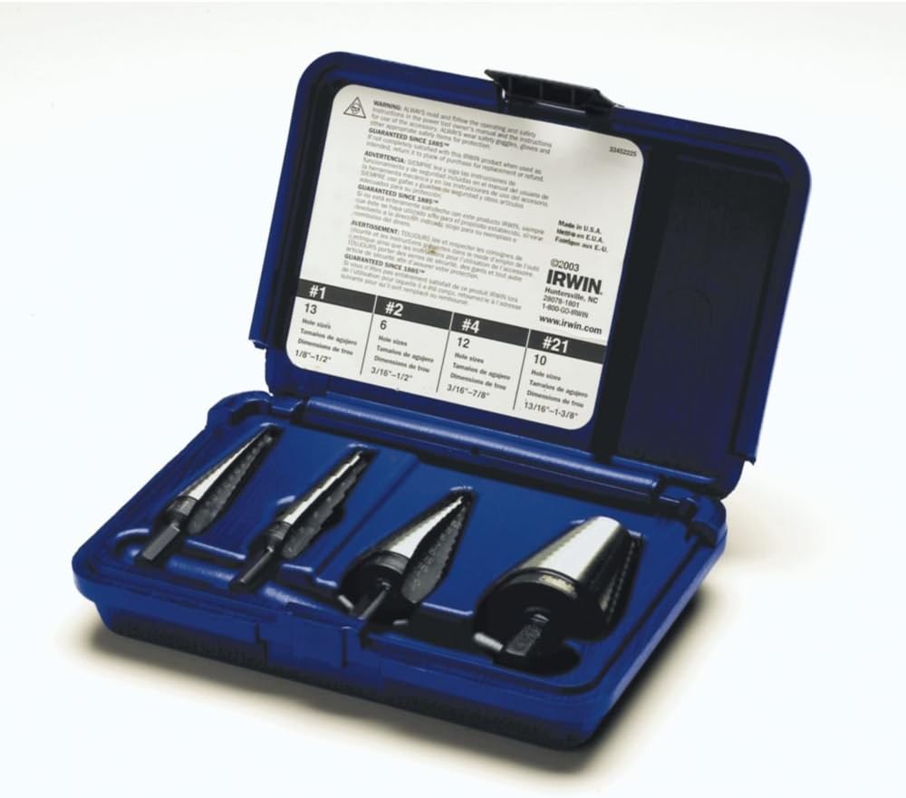 Irwin Tools IRWIN Step Drill Bit Set, General Purpose, 4-Piece (10225)