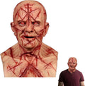 Halloween Scary Demon Latex Mask with Bloody Scars, Realistic Bald Head Horror Costume for Adults, Cosplay Parties