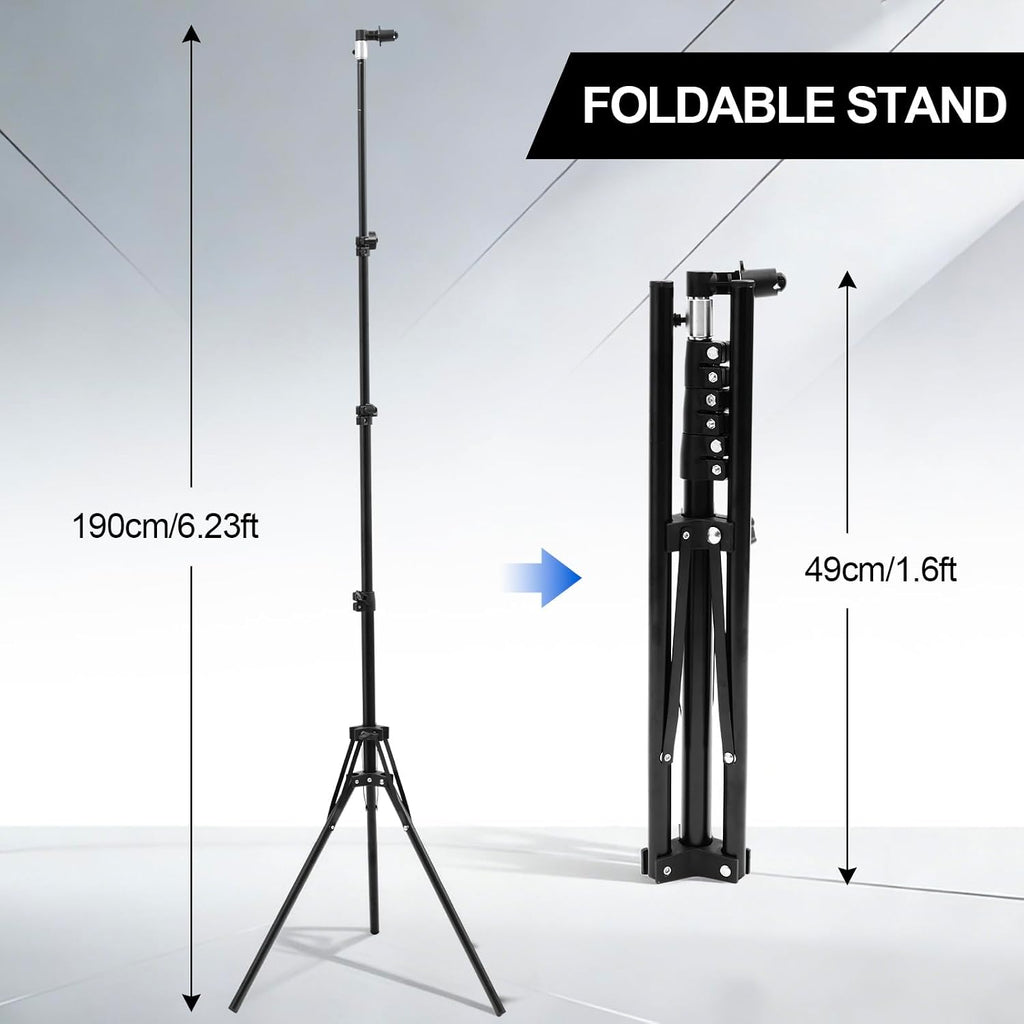 2 Pack Foldable Photo Backdrop with Stand, 3.3 x 5 ft Double Sided Green Blue Black White 2 in 1 Screen, Portable