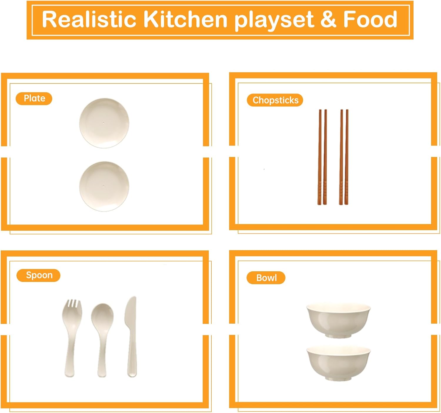 32Pcs Kids Play Kitchen Toys Set, Toddlers Pretend Cooking Playset Acccessories with Pots Pans, Utensils Cookware