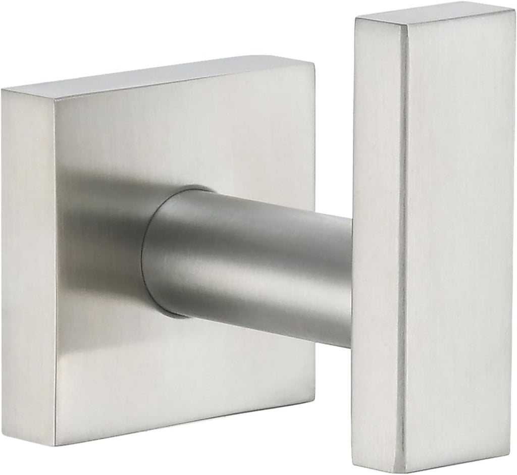 Towel Hook Brushed Nickel, Robe Coat Hand Towel Holder | Rustproof SUS304 Stainless Steel, Square Hook for Bathroom