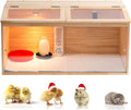 Large Wooden Chicken Brooder Box with Bulb Set and Thermometer - Brooder Box for Chicks Indoor Accommodates Up to 12