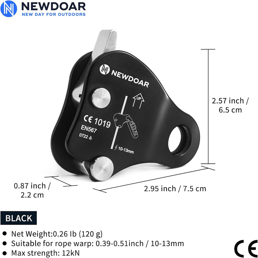 Rope Grab Ascender Riser Adjuster Fits Rope for Rocking Climbing Protection Rescue