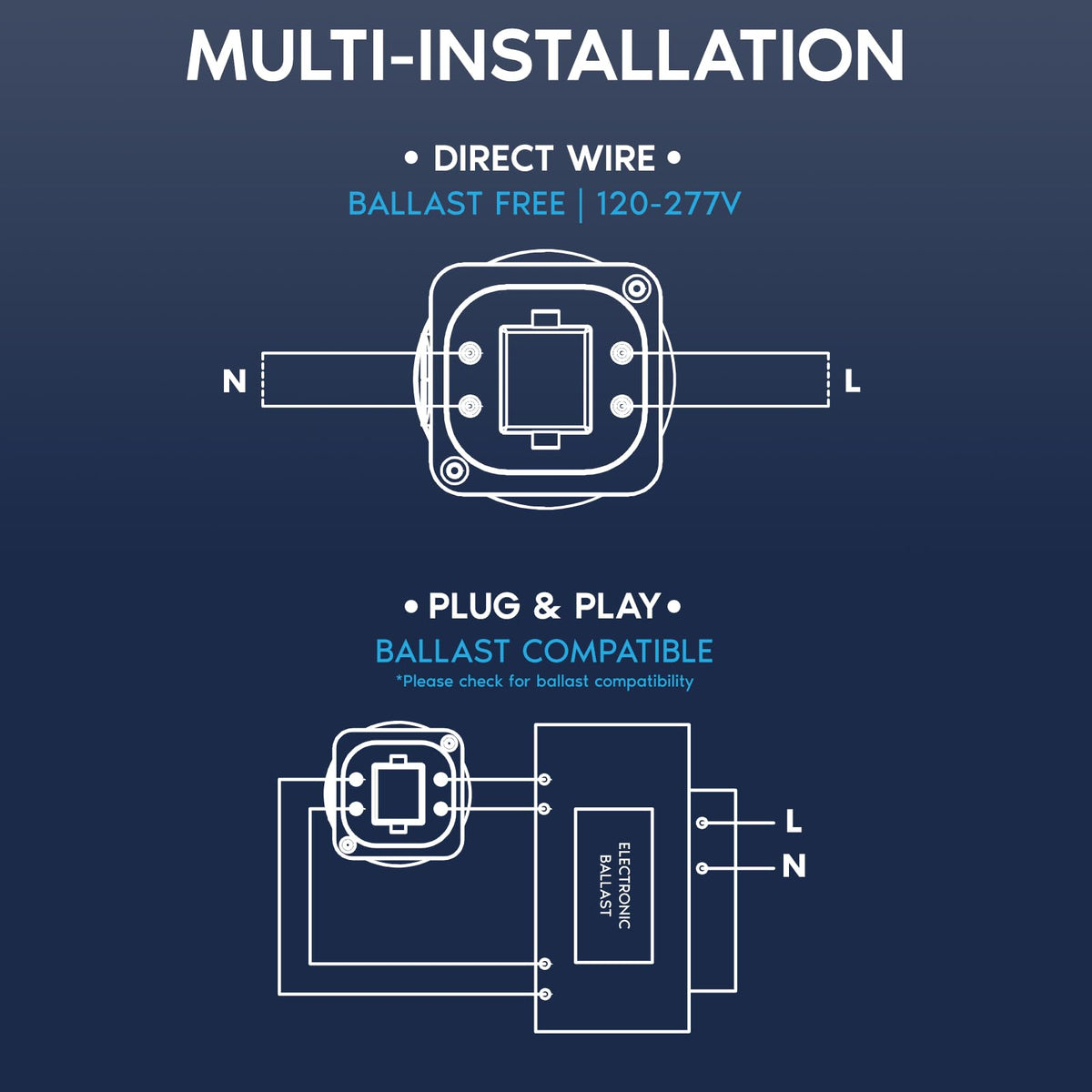 Universal Horizontal Quad Style G24Q 4-Pin LED Bulb, CFL Replacement, Type A+B, 4CCT 2700K/3000K/4000K/5000K