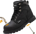 Work Safety Boots for Men Durable Crazy-Horse Leather Indestructible Steel Toe Waterproof and Non-Slip Better Warmth