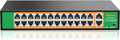 24 Port PoE Switch with 2 Gigabit Ethernet Uplink Port, Support IEEE802.3af/at, 400W High Power, Fanless, Plug and