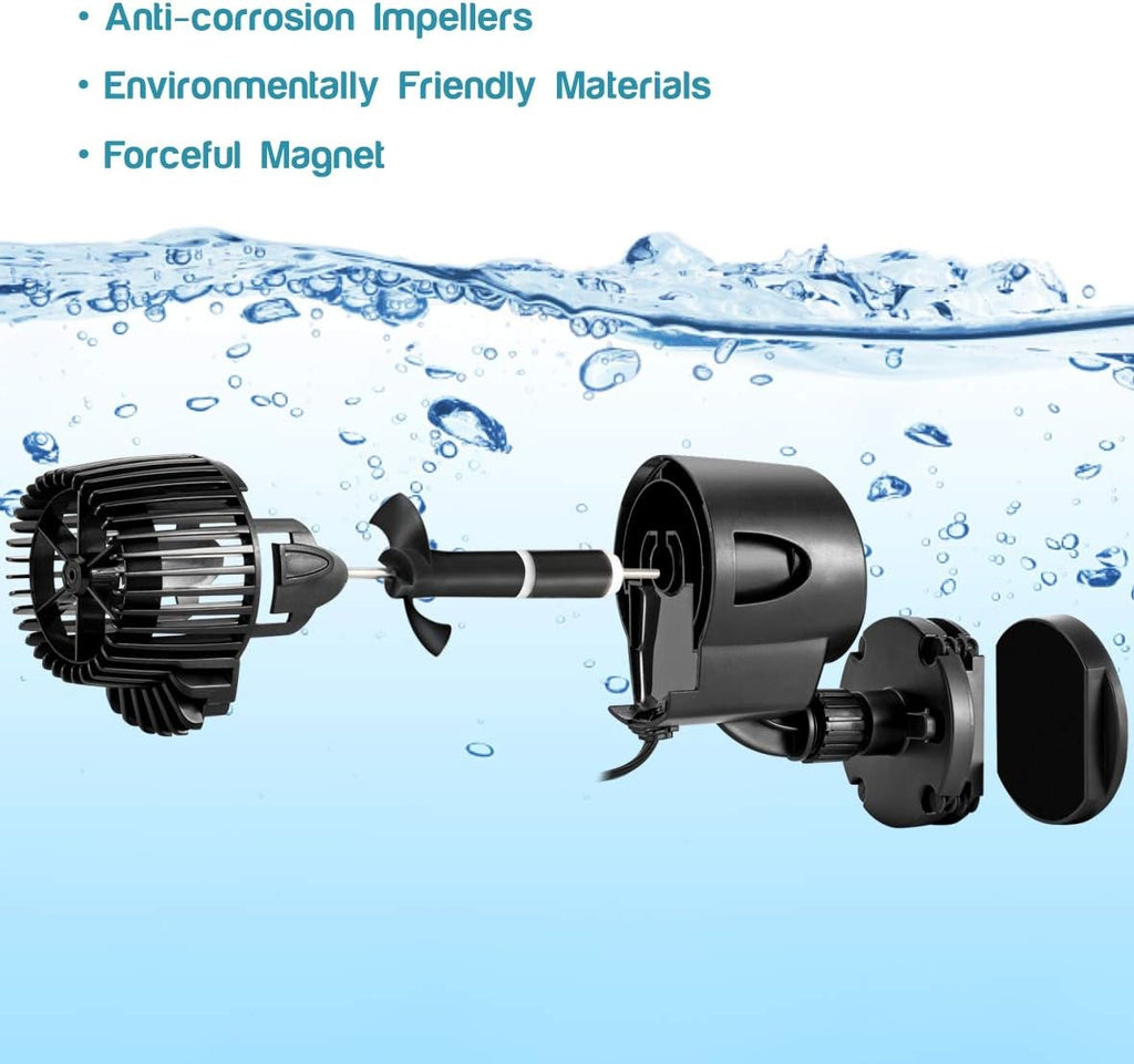 Wave Maker Pump, 2100GPH Aquarium Circulation Pump | 360 Degree Rotatable Submersible Powerhead Pump with Magnet