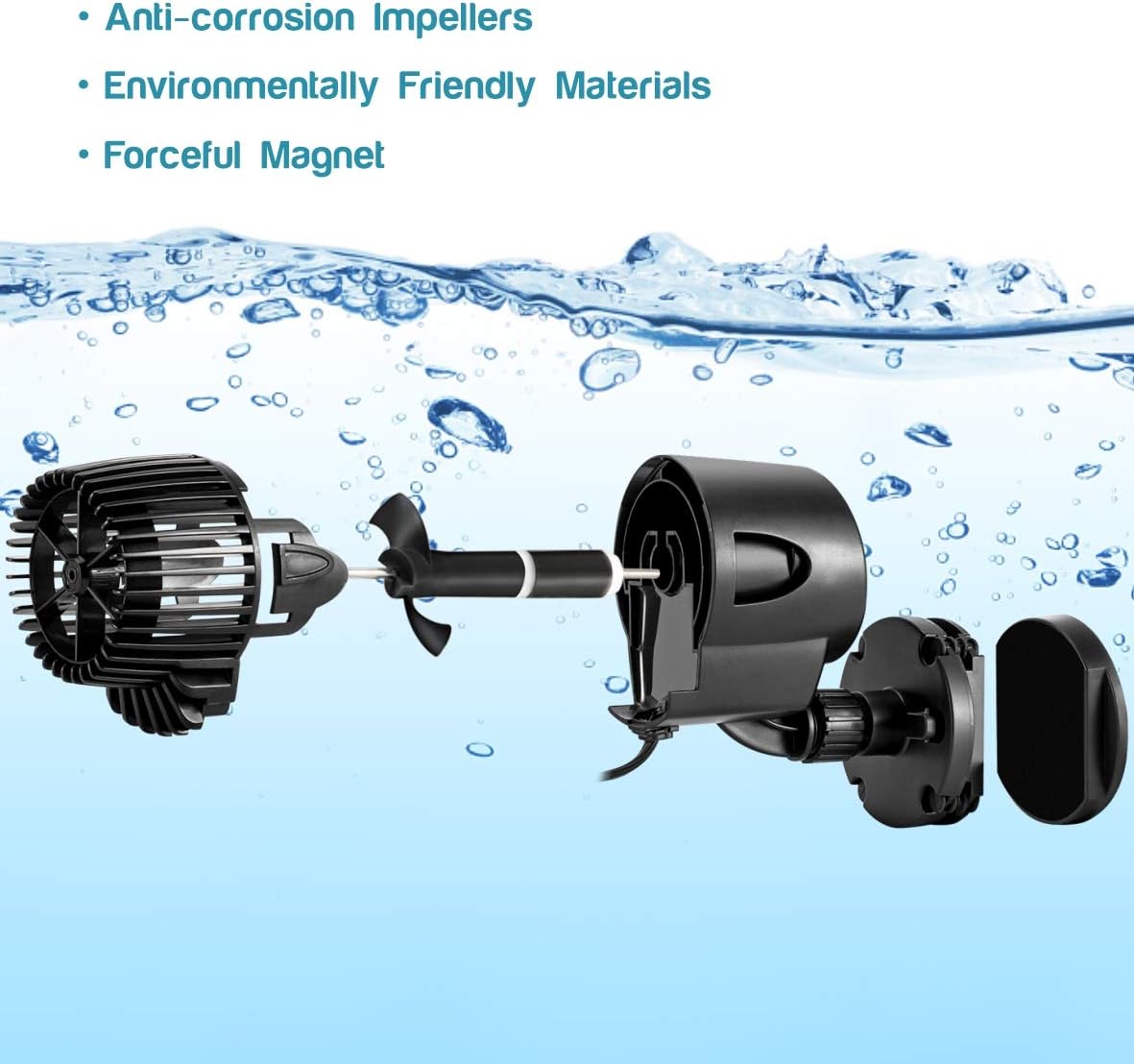 Wave Maker Pump, 2100GPH Aquarium Circulation Pump | 360 Degree Rotatable Submersible Powerhead Pump with Magnet